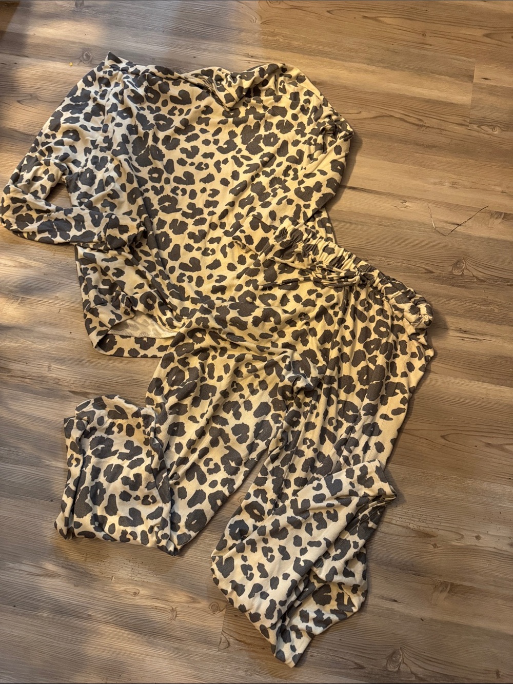 Phil Love Leopard Print Lounge Set - Cream and Gray
